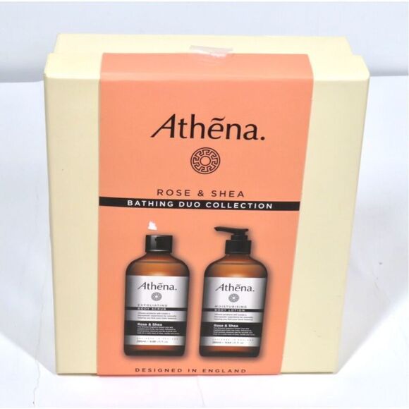 Athena Rose & Shea Bathing Duo Collection ~ Exfoliating Body Scrub & Lotion NIB - Picture 1 of 3